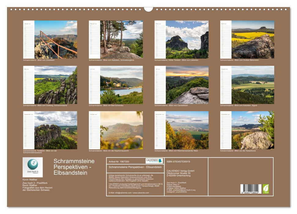 Schrammsteine Perspektiven - Elbsandstein (CALVENDO Wandkalender 2026)