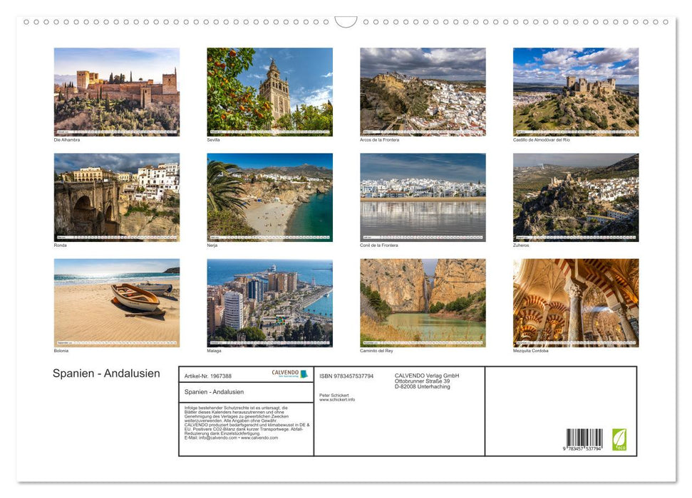 Spanien - Andalusien (CALVENDO Wandkalender 2026)