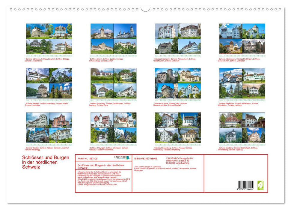 Schlösser und Burgen in der nördlichen Schweiz (CALVENDO Wandkalender 2026)