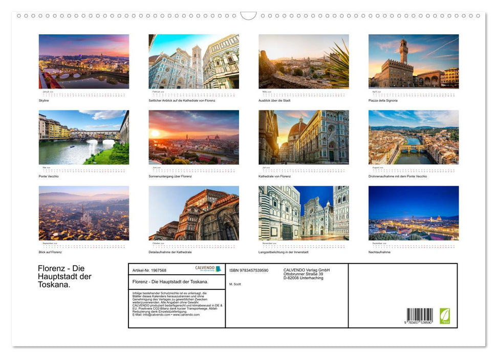 Florenz - Die Hauptstadt der Toskana. (CALVENDO Wandkalender 2026)