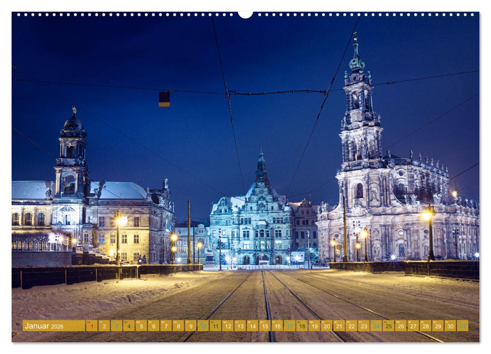 Romantisches Dresden im Winter (CALVENDO Wandkalender 2026)