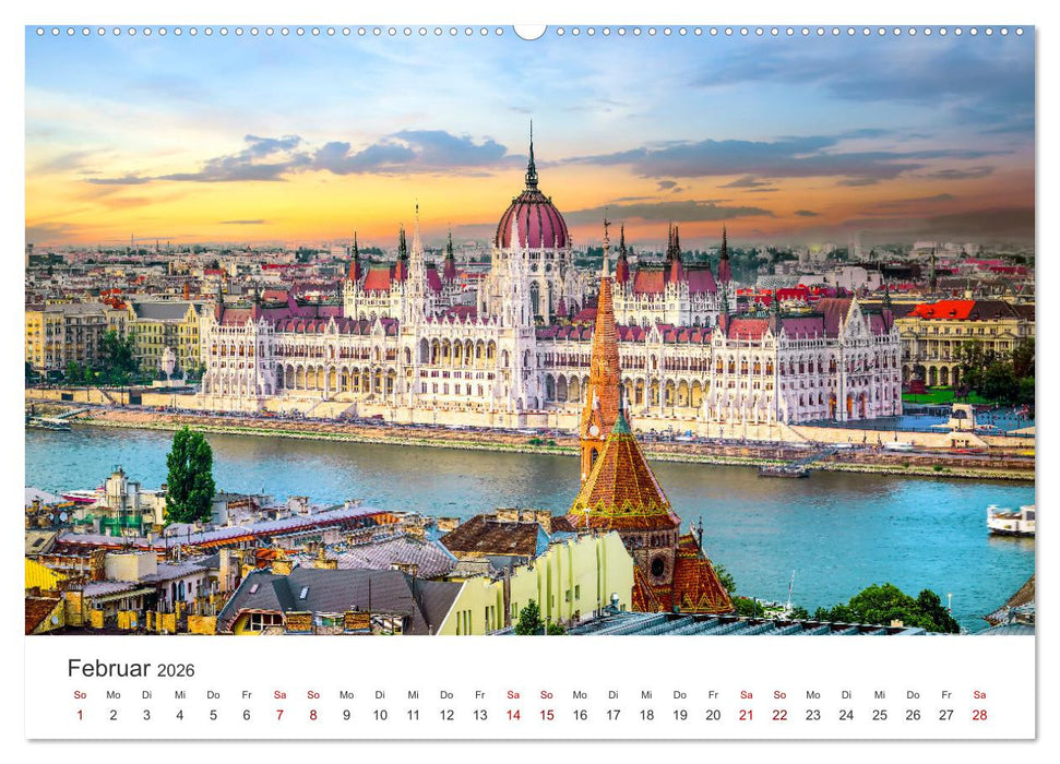 Budapest - Eine Reise in die Hauptstadt von Ungarn. (CALVENDO Wandkalender 2026)
