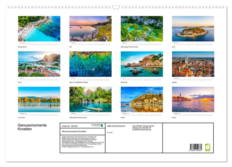 Genussmomente Kroatien (CALVENDO Wandkalender 2026)