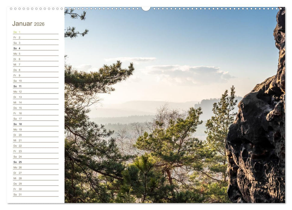 Pfaffenstein Perspektiven - Elbsandstein (CALVENDO Wandkalender 2026)