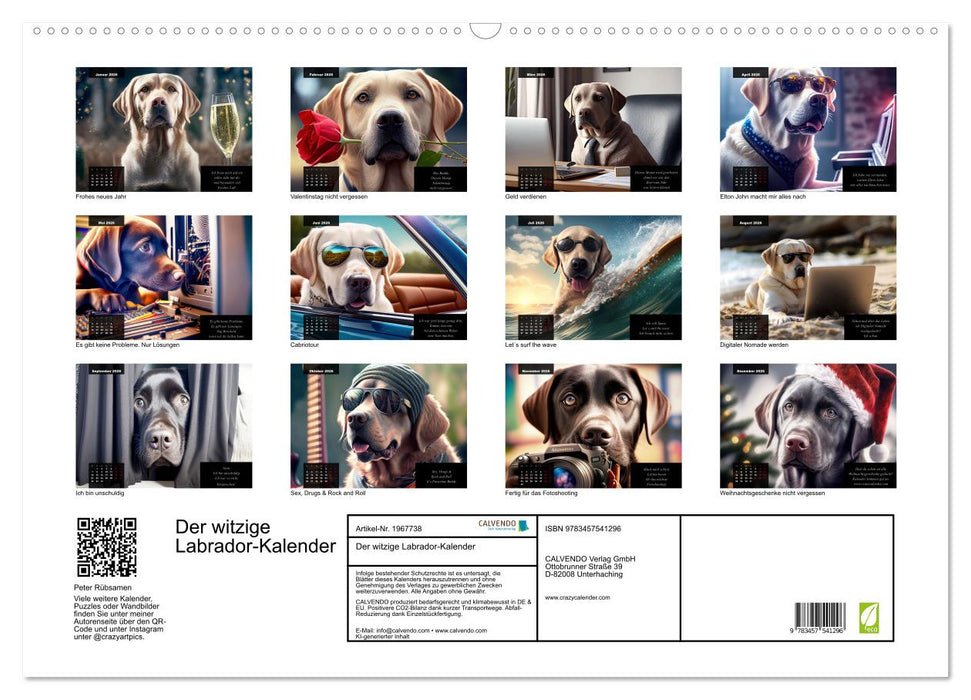 Der witzige Labrador-Kalender (CALVENDO Wandkalender 2026)
