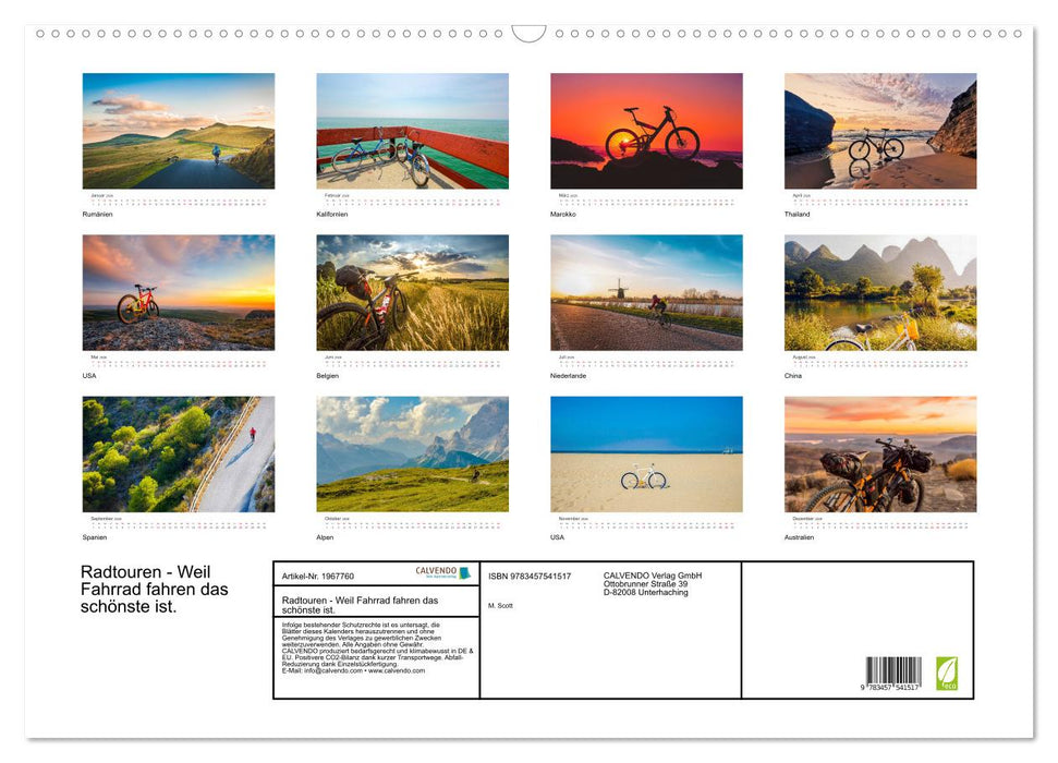 Radtouren - Weil Fahrrad fahren das schönste ist. (CALVENDO Wandkalender 2026)