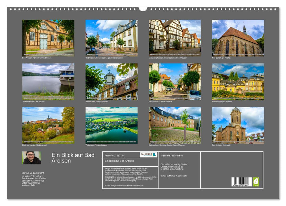 Ein Blick auf Bad Arolsen (CALVENDO Wandkalender 2026)