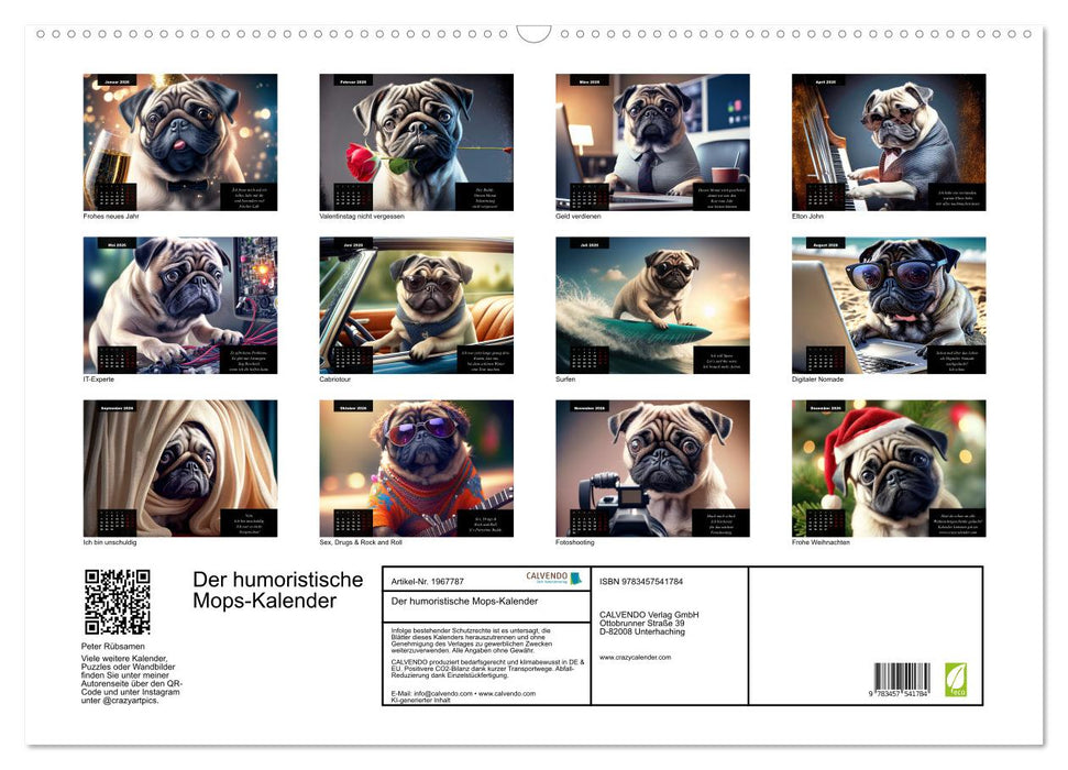Der humoristische Mops-Kalender (CALVENDO Wandkalender 2026)