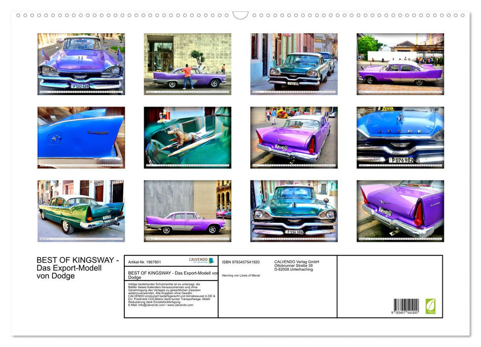 BEST OF KINGSWAY - Das Export-Modell von Dodge (CALVENDO Wandkalender 2026)