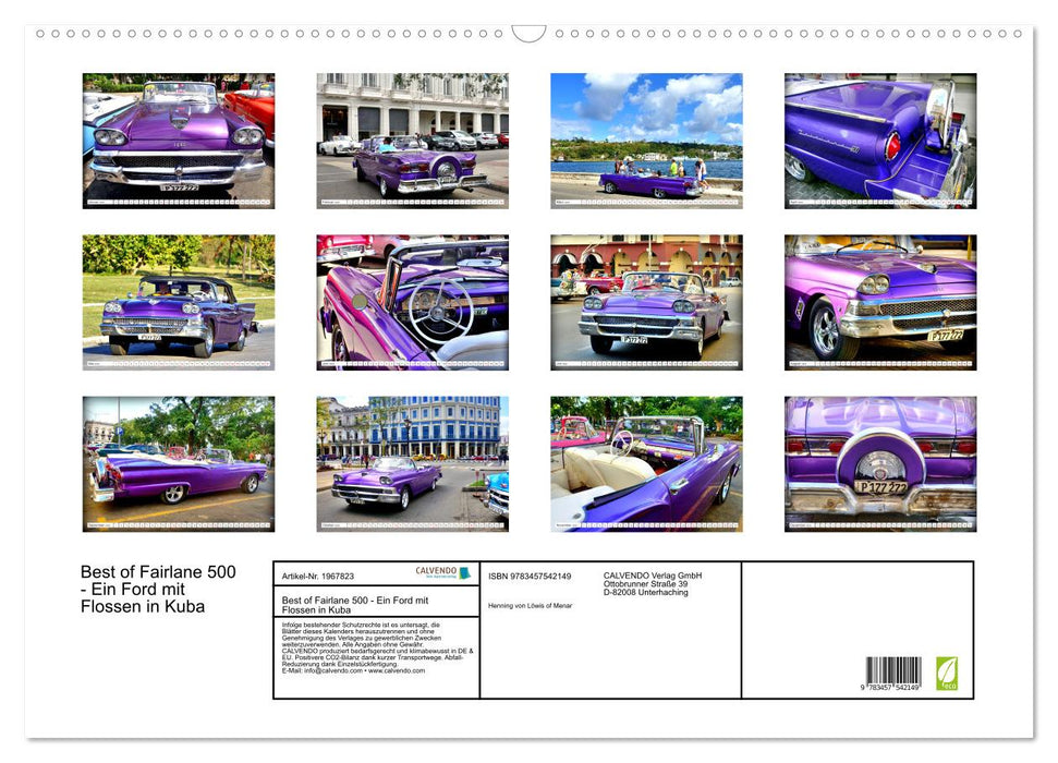 Best of Fairlane 500 - Ein Ford mit Flossen in Kuba (CALVENDO Wandkalender 2026)