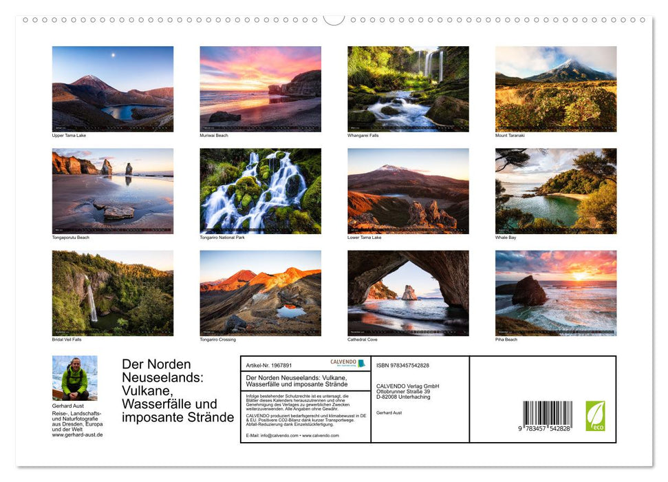 Der Norden Neuseelands: Vulkane, Wasserfälle und imposante Strände (CALVENDO Premium Wandkalender 2026)