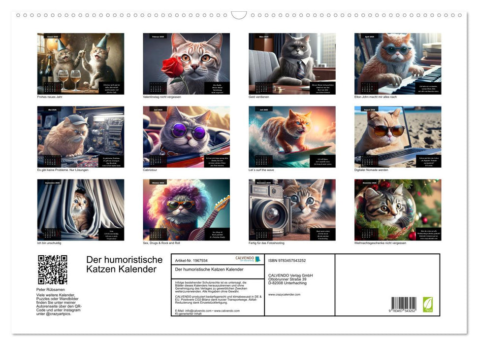 Der humoristische Katzen Kalender (CALVENDO Wandkalender 2026)
