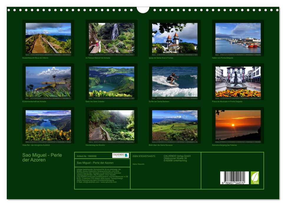 Sao Miguel - Perle der Azoren (CALVENDO Wandkalender 2026)