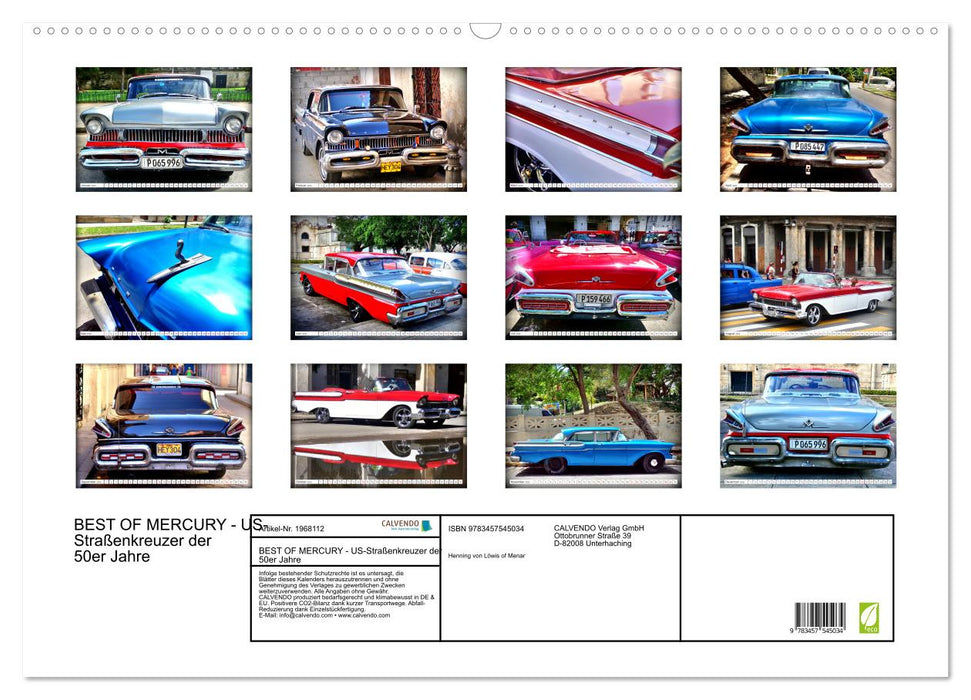 BEST OF MERCURY - US-Straßenkreuzer der 50er Jahre (CALVENDO Wandkalender 2026)