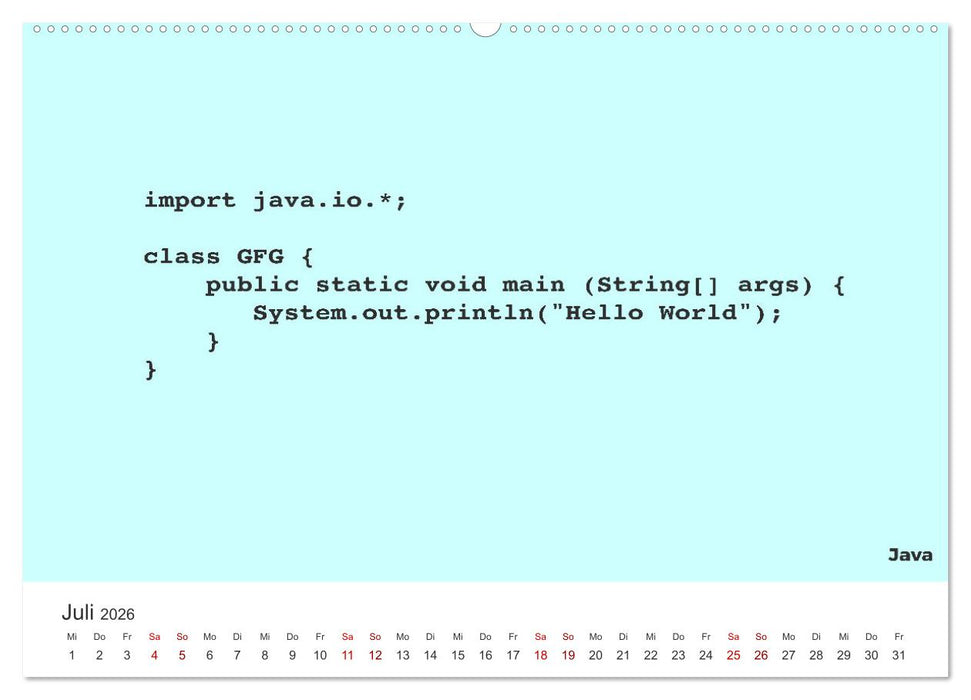Hello World - Der Klassiker in verschiedenen Sprachen. (CALVENDO Premium Wandkalender 2026)