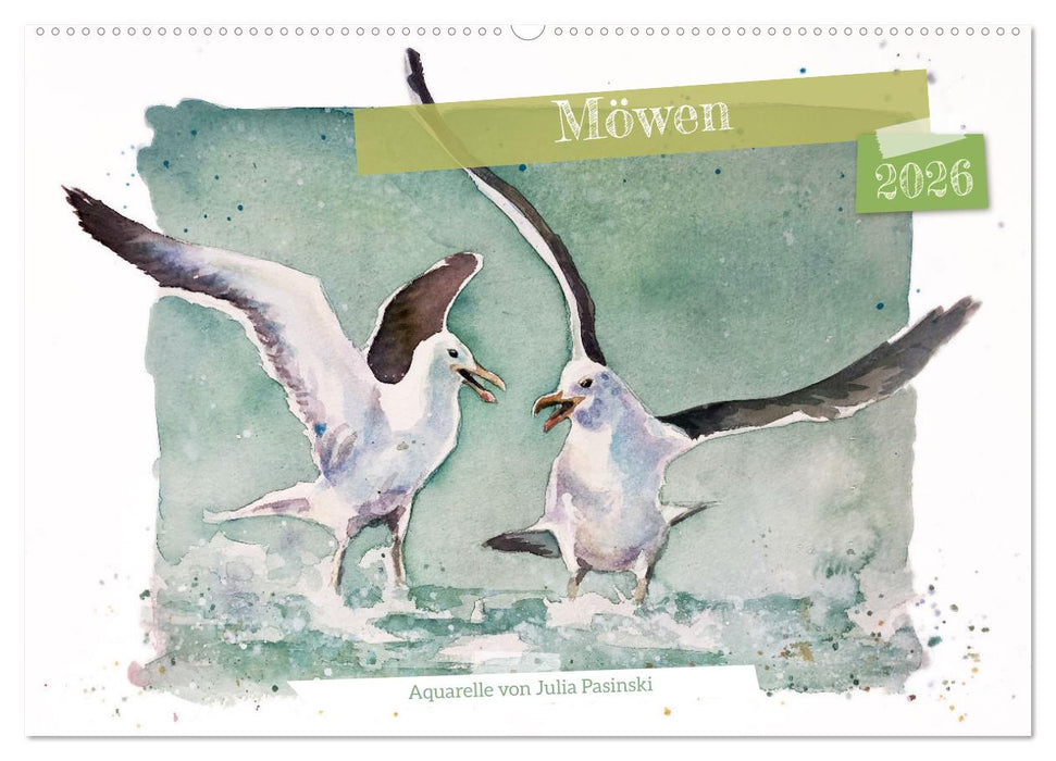 Möwen - Aquarelle von Julia Pasinski (CALVENDO Wandkalender 2026)