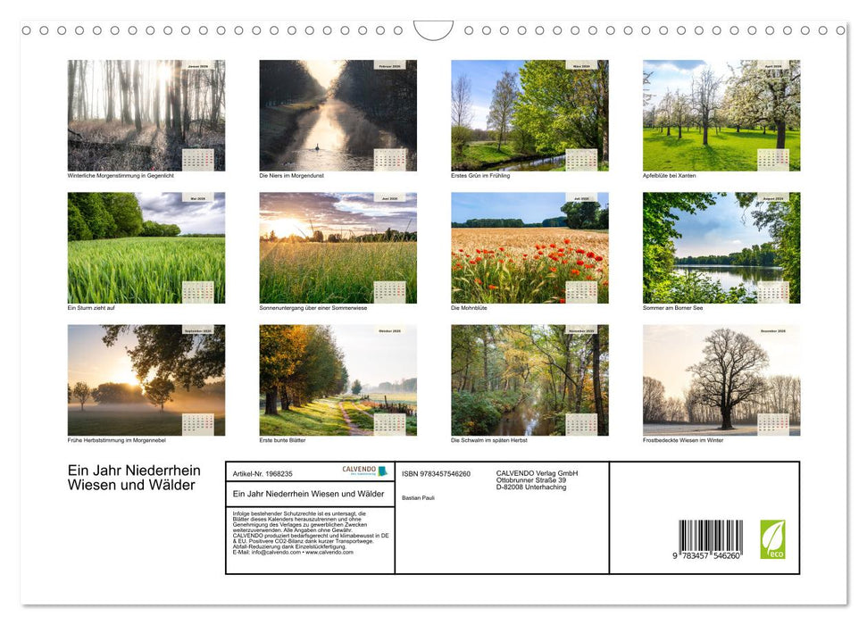 Ein Jahr Niederrhein Wiesen und Wälder (CALVENDO Wandkalender 2026)
