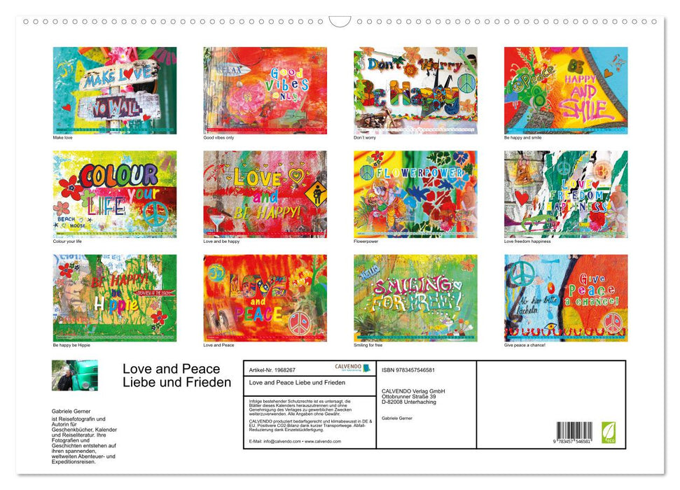 Love and Peace Liebe und Frieden (CALVENDO Wandkalender 2026)