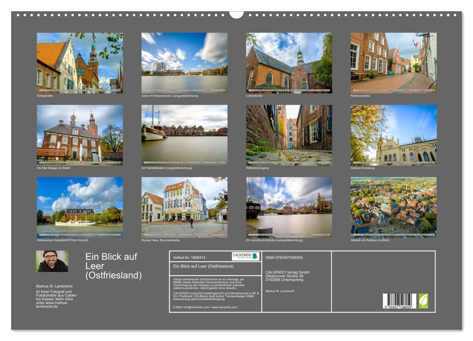 Ein Blick auf Leer (Ostfriesland) (CALVENDO Wandkalender 2026)