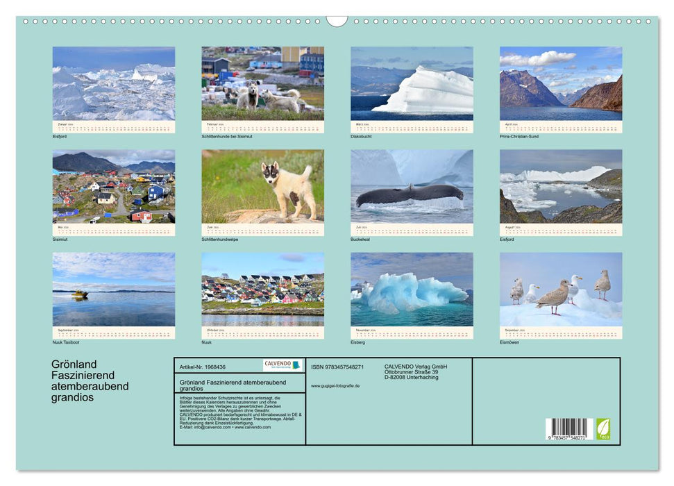 Grönland Faszinierend atemberaubend grandios (CALVENDO Wandkalender 2026)