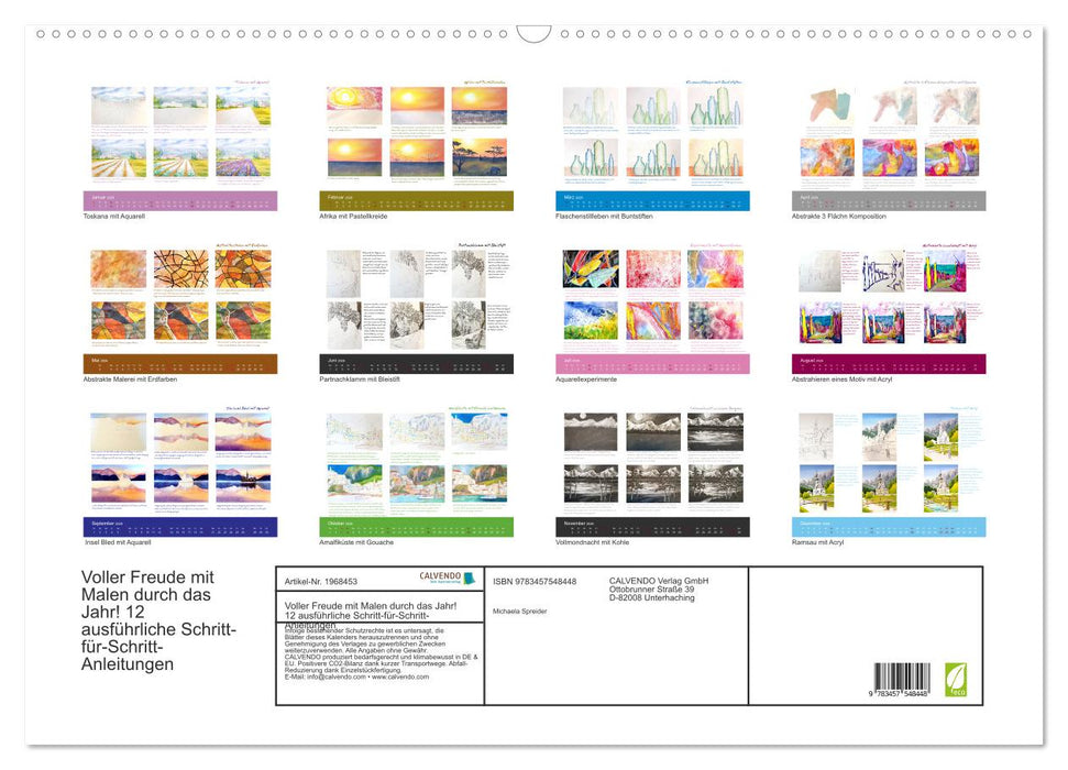 Voller Freude mit Malen durch das Jahr! 12 ausführliche Schritt-für-Schritt-Anleitungen (CALVENDO Wandkalender 2026)