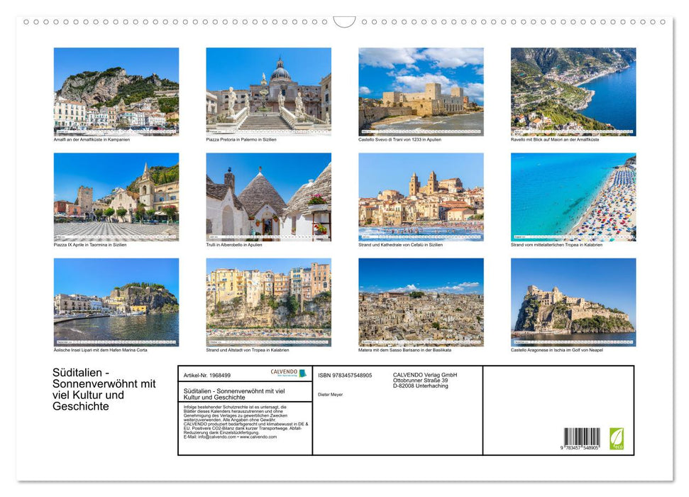 Süditalien - Sonnenverwöhnt mit viel Kultur und Geschichte (CALVENDO Wandkalender 2026)