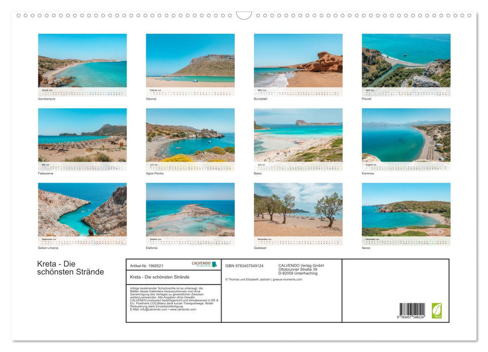 Kreta - Die schönsten Strände (CALVENDO Wandkalender 2026)