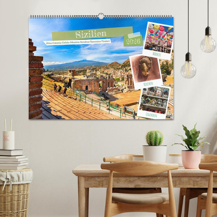 Sizilien, Ätna-Catania-Cefalu-Messina-Syrakus-Taormina-Tindari (CALVENDO Wandkalender 2026)