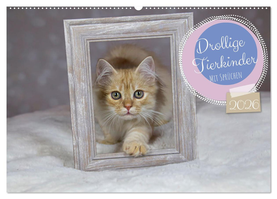 Drollige Tierkinder Mit Sprüchen (CALVENDO Wandkalender 2026)