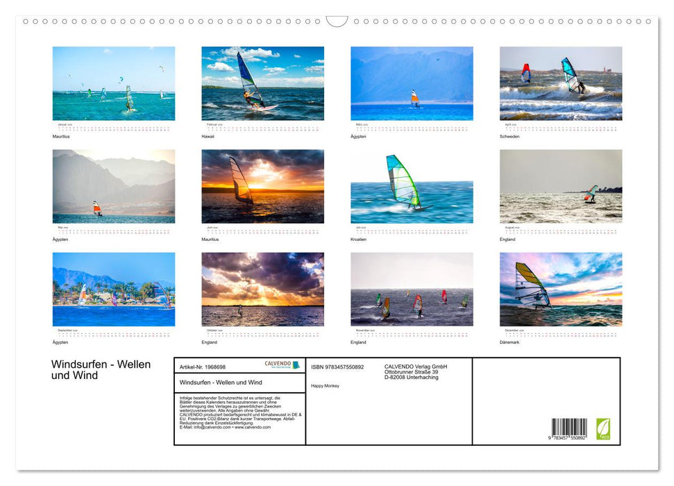 Windsurfen - Wellen und Wind (CALVENDO Wandkalender 2026)