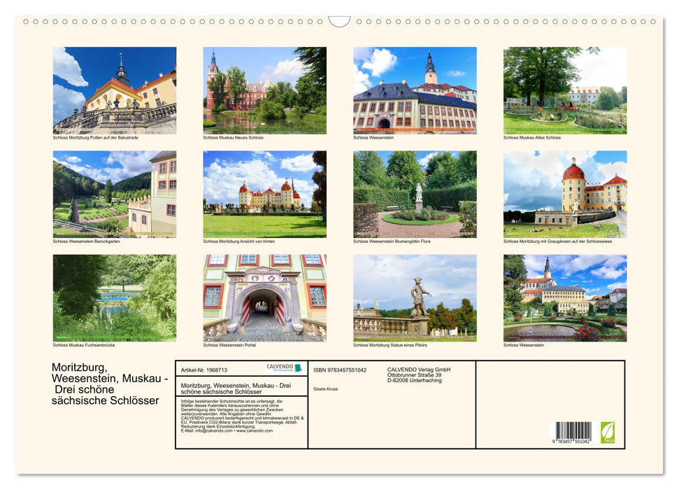 Moritzburg, Weesenstein, Muskau - Drei schöne sächsische Schlösser (CALVENDO Wandkalender 2026)