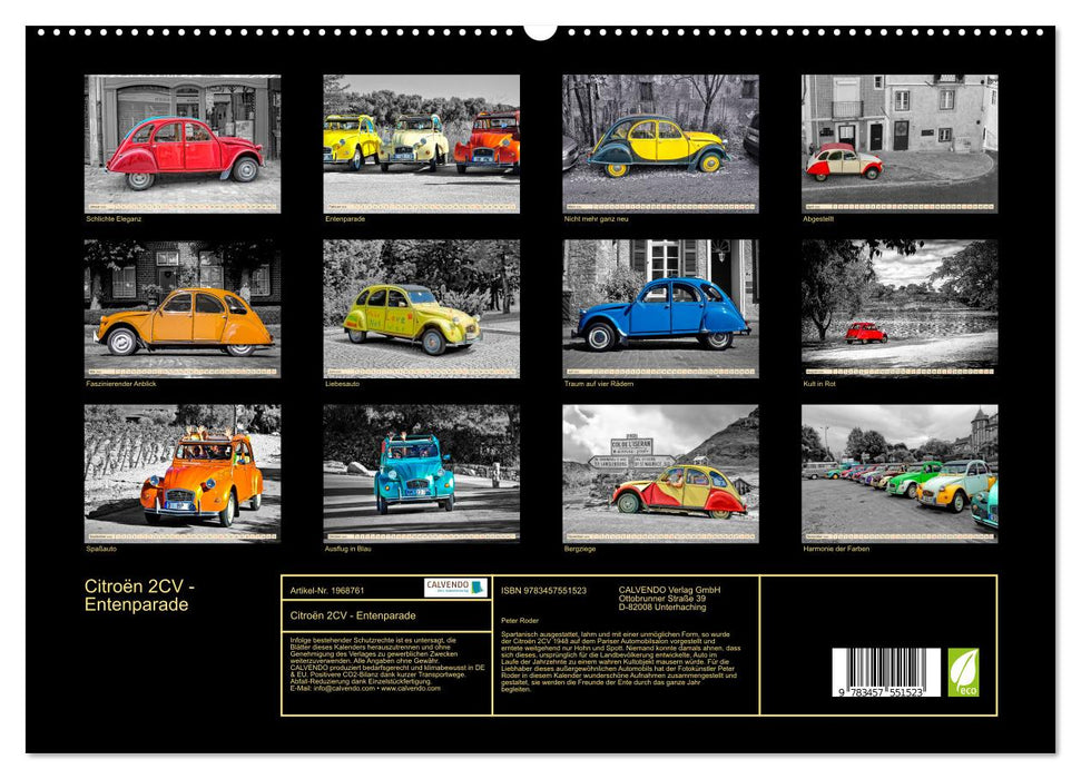 Citroën 2CV - Entenparade (CALVENDO Premium Wandkalender 2026)