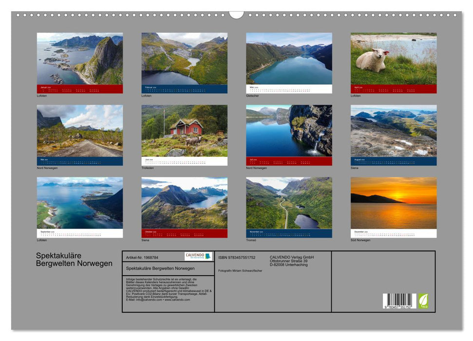Spektakuläre Bergwelten Norwegen (CALVENDO Wandkalender 2026)