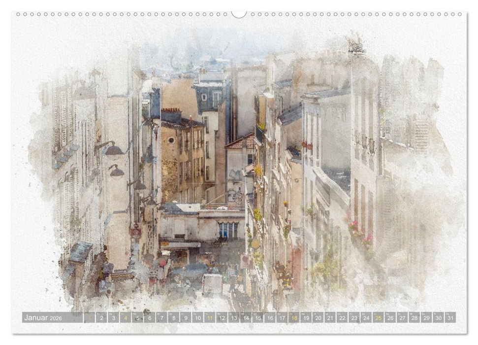 Paris à l'aquarelle (CALVENDO Premium Wandkalender 2026)
