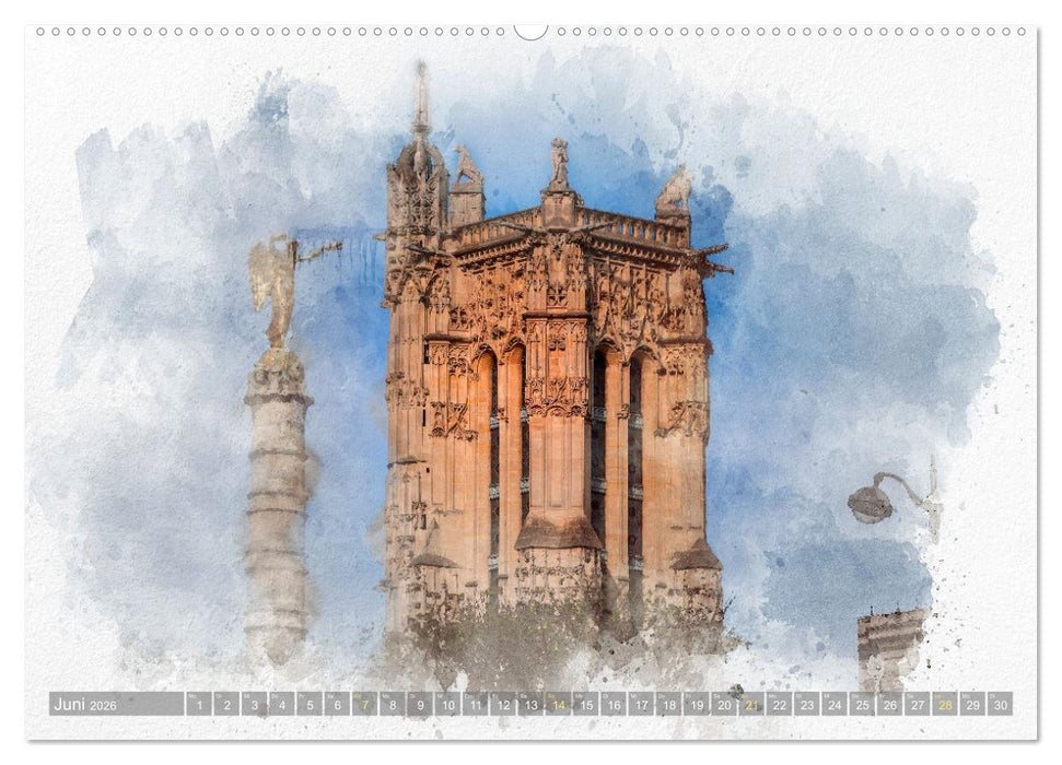 Paris à l'aquarelle (CALVENDO Premium Wandkalender 2026)