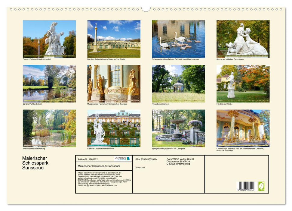 Malerischer Schlosspark Sanssouci (CALVENDO Wandkalender 2026)