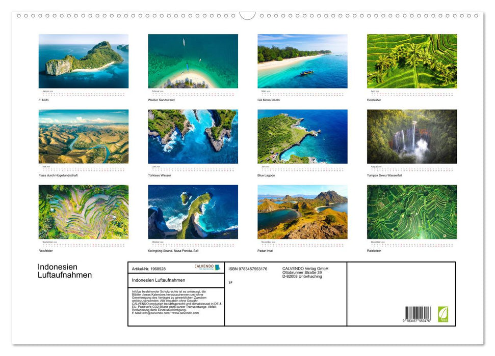 Indonesien Luftaufnahmen (CALVENDO Wandkalender 2026)