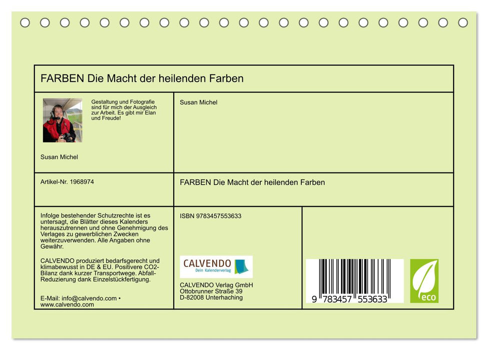 FARBEN Die Macht der heilenden Farben (CALVENDO Wandkalender 2026)