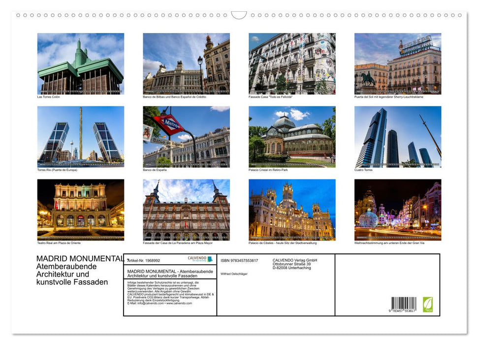MADRID MONUMENTAL - Atemberaubende Architektur und kunstvolle Fassaden (CALVENDO Wandkalender 2026)
