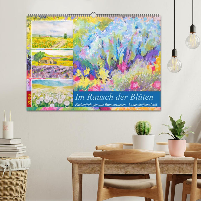 Im Rausch der Blüten - Farbenfroh gemalte Blumenwiesen (CALVENDO Wandkalender 2026)