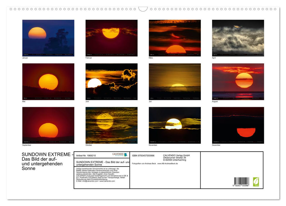 SUNDOWN EXTREME - Das Bild der auf- und untergehenden Sonne (CALVENDO Wandkalender 2026)
