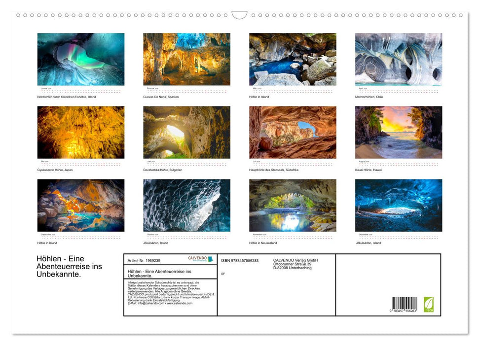 Höhlen - Eine Abenteuerreise ins Unbekannte. (CALVENDO Wandkalender 2026)