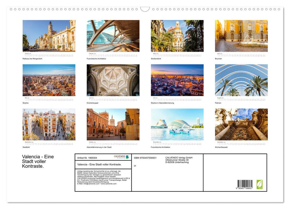 Valencia - Eine Stadt voller Kontraste. (CALVENDO Wandkalender 2026)