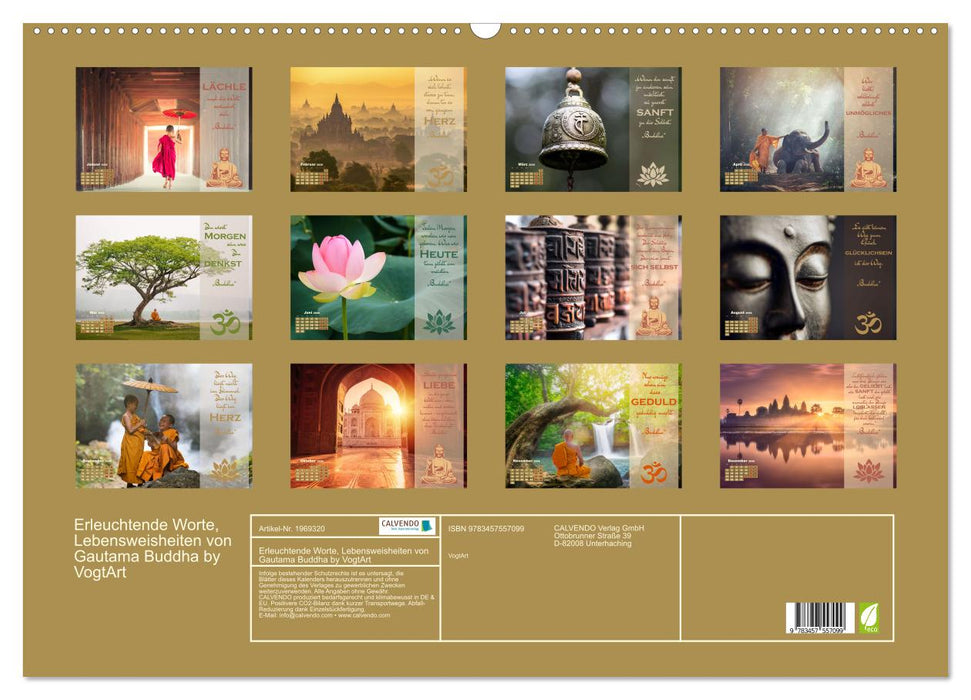 Erleuchtende Worte, Lebensweisheiten von Gautama Buddha by VogtArt (CALVENDO Wandkalender 2026)