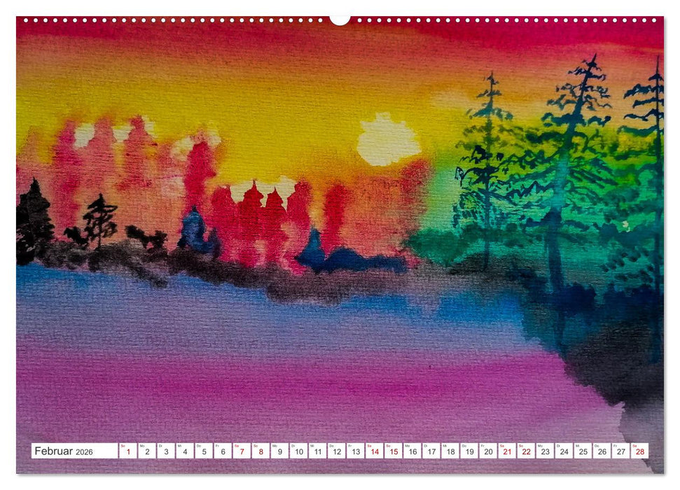 Roland Reiff Aquarelle Himmelslanschaften (CALVENDO Wandkalender 2026)