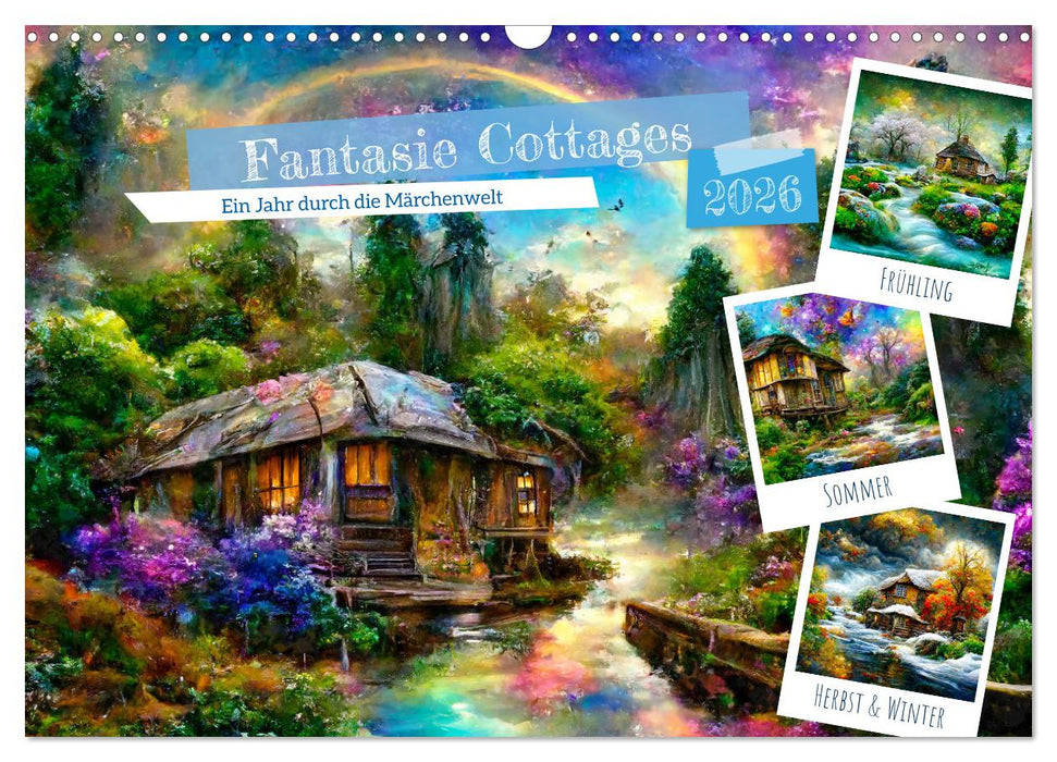Fantasie Cottages - Ein Jahr durch die Märchenwelt (CALVENDO Wandkalender 2026)