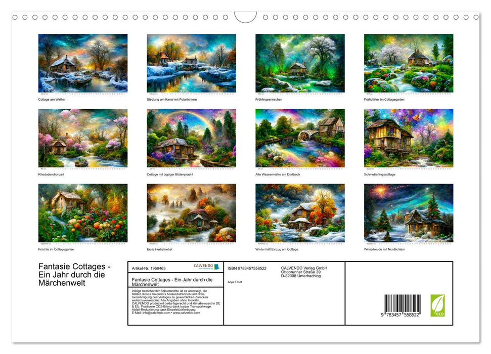 Fantasie Cottages - Ein Jahr durch die Märchenwelt (CALVENDO Wandkalender 2026)