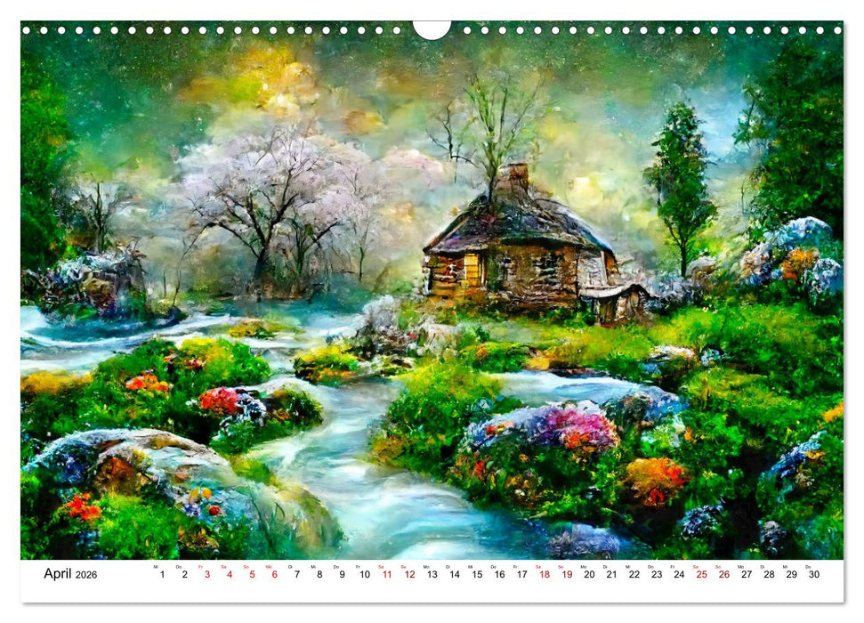 Fantasie Cottages - Ein Jahr durch die Märchenwelt (CALVENDO Wandkalender 2026)