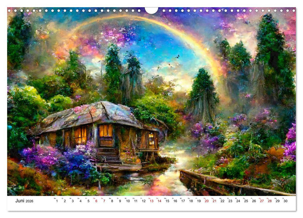 Fantasie Cottages - Ein Jahr durch die Märchenwelt (CALVENDO Wandkalender 2026)