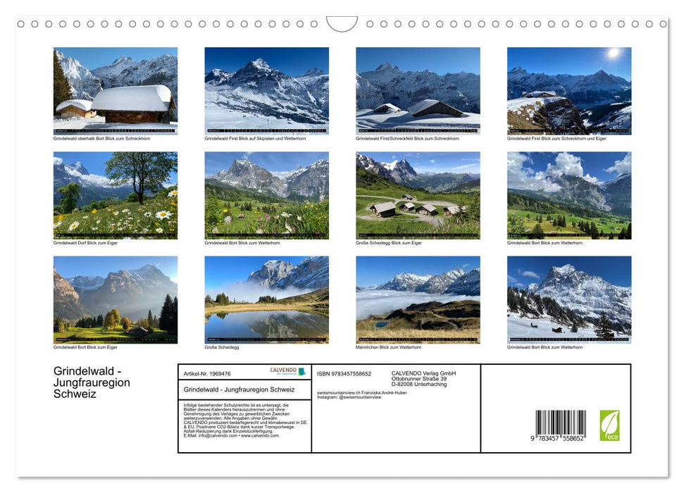 Grindelwald - Jungfrauregion Schweiz (CALVENDO Wandkalender 2026)